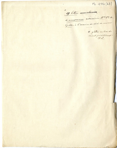 12 - Lettres adressées à Mme Vve Gubler, née David d'Angers à l'occasion du décès de son mari, par Jules Ferry, par le président de la Société d'horticulture du Var [Commandant Richard], par le bibliothécaire de la Société botanique de France [Malinvaud], par Ph. Van Tieghem, par Duchartre (2 lettres), par Porcher, directeur de l'Ecole Turgot, par Broca, par Vulpian