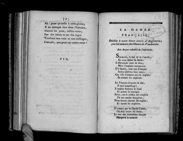 La souveraineté du peuple, [chant lyrique ; composé par le citoyen T. Grille ; professeur de belles-lettres à l'Ecole centrale du département de Maine et Loire ; et exécuté par le Conservatoire de musique du même département, dans le temple des fêtes décadaires ; à Angers, le 30 Ventôse an 6 de la République française.]