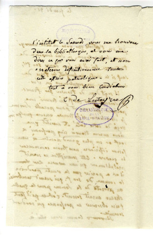 Correspondance de Ch. de Lasteyrie [à Pierre-Jean David d'Angers]