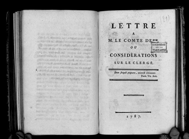 Lettre à M. le comte de *** ou considérations sur le clergé