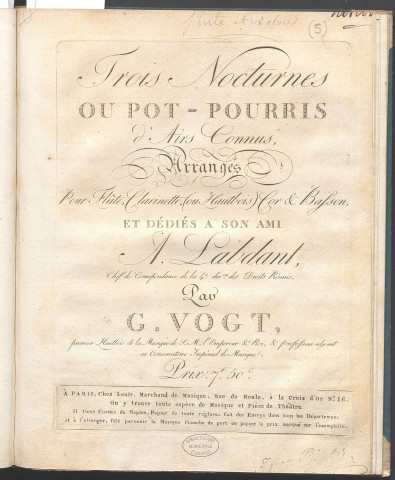 Trois nocturnes ou pot-pourris d'airs connus