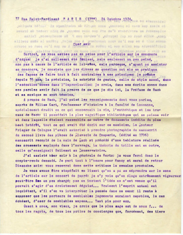 Lettres de Louis Vierne à Jean Huré