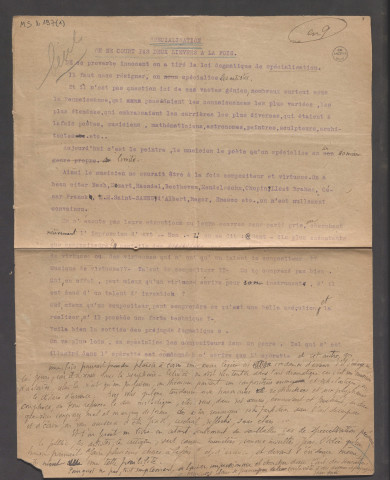 Spécialisation. On ne court pas deux lièvres à la fois