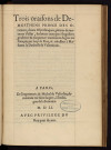 Trois oraisons de Démosthène..., translatées de grec en françois par Loys le Roy
