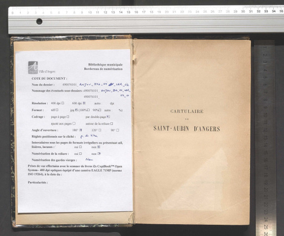 Cartulaire de l'abbaye de Saint-Aubin d'Angers. Tome 2, chartes complémentaires, 808 - 1200