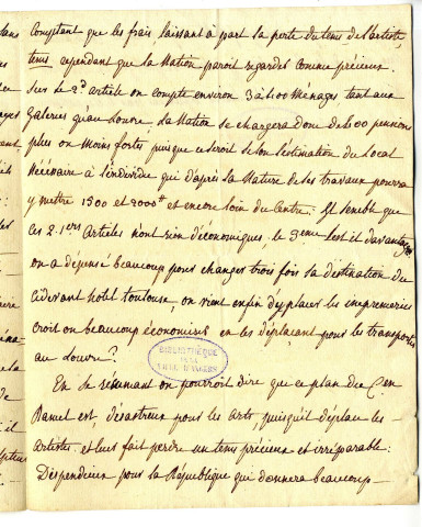 Autographe d'Houdon qui se serait honoré de se montrer l'admirateur de l'illustre David d'Angers, s'ils avaient été contemporains (Lakanal, conventionnel, membre de l'Institut)