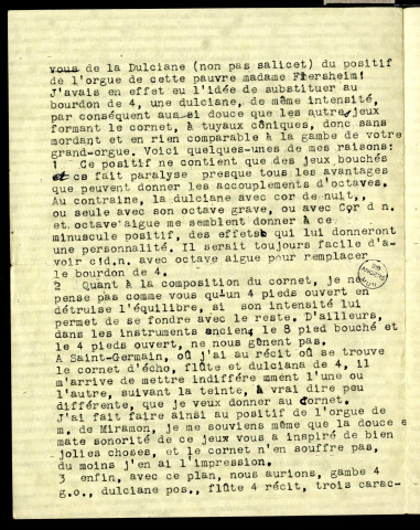 Lettre d'André Marchal à Jean Huré