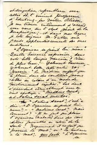 Correspondance de Alex Harvey, médecin [à Gubler]