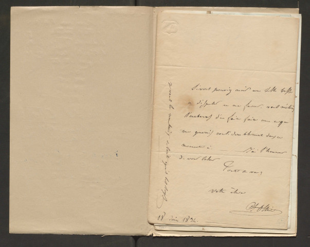 Correspondance passive de Pierre-Jean David d'Angers provenant de la collection d'André Bruel, et notes et pièces diverses. Dossier 2, Lettres autographes d'Auguste-Louis-Marie Ottin