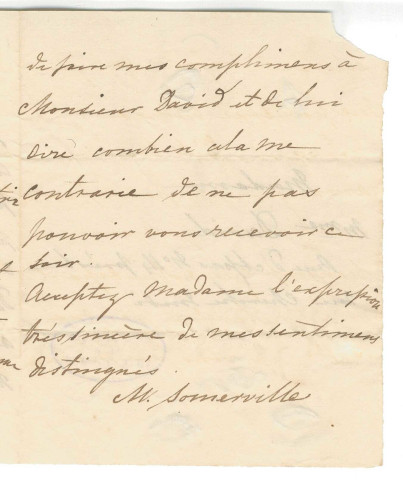 Correspondance de Mme Somerville [à Mme Pierre-Jean David d'Angers]
