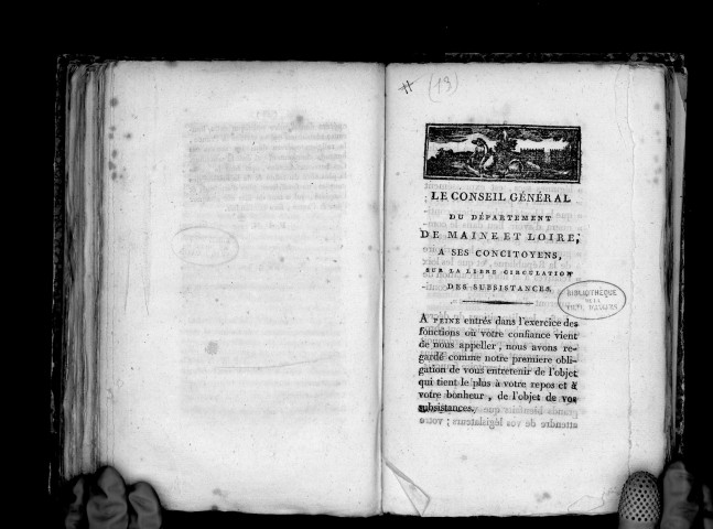 Le conseil général du département de Maine-et-Loire à ses concitoyens, sur la libre circulation des subsistances