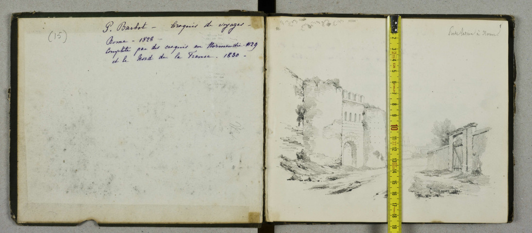 15 - Album : croquis au crayon : Rome 1828, Normandie 1829