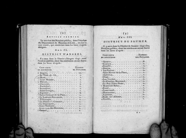 Projet de décret sur le nombre et le placement des notaires publics du département de Mayenne-et-Loire, présenté par M. Poitevin, député du Var, le... juillet 1792
