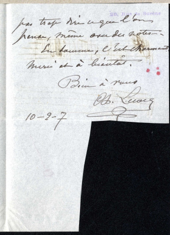 Lettre de Charles Lecocq à Jean Huré