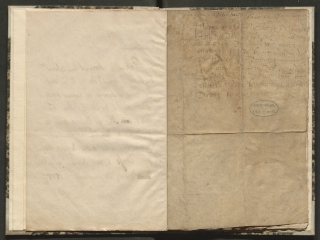 « Papier à monsieur le celerier de Sainct-Aulbin d'Angiers, là où sont les noms et surnoms des nouveaux mariez estans au fief de Sainct Aulbin des Pontz de Sée, qui doibvent courir la quintaine audict lieu des Ponts de Sée, et les aultres doibvent chascun trois esteufs à leur seigneur et aultres droictz seigneuriaulx »