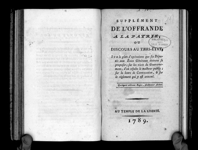 Discours adressé au roi par les députés du tiers-état de Bretagne, avec la réponse du roi