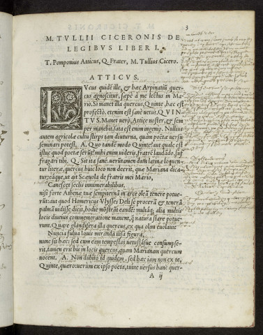 M. Tul. Ciceronis de legibus libri tres Platonico more per dialogos conscripti, adiectis in eosdem Petri Victorii et alterius cujusdam viri eruditissimi scholiis