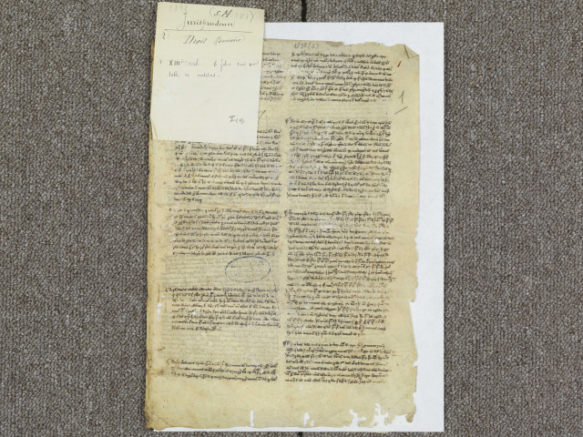 Portefeuille in-folio renfermant divers fragments, parchemin et papier