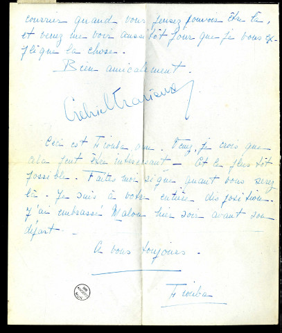 Lettres de Gabriel Trarieux