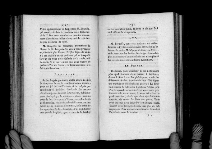 Entretien de Me Linguet et de Me Bergasse au château de ***
