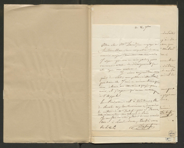 Correspondance passive de Pierre-Jean David d'Angers provenant de la collection d'André Bruel. Dossier 2, Lettres autographes de Claude-Marie Dubufe, Jean-Baptiste Paulin Guérin et Emile Signol à David d'Angers