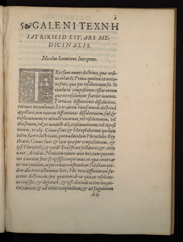 Tekhnè Iatrikè. id est ars medicalis. Nicolao leoniceno interprete