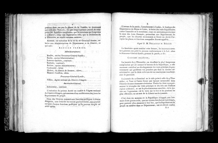 Extrait du registre des séances du département de Maine-et-Loire (10 ventôse an IV)