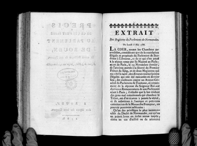 Précis de ce qui s'est passé au Parlement de Rouen... depuis le 5 mai jusqu'au 25 juin 1788