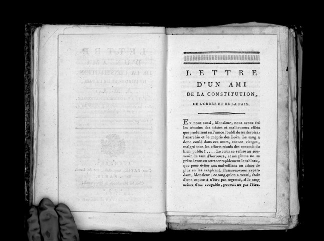 Lettre d'un ami de la constitution, de l'ordre et de la paix, à M. L., député à l'Assemblée Nationale, sur les événemens arrivés à Angers les 4, 5 et 6 septembre 1790