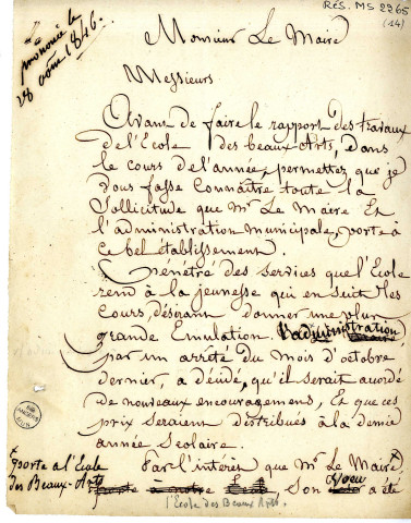 Discours de Jean-Michel Mercier, de Versailles, peintre d'histoire, aux distributions des prix de l'Ecole de dessin d'Angers dont il était directeur