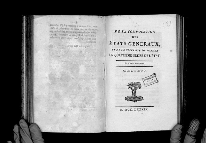 De la convocation des Etats-Généraux et de la nécessité de former un quatrième ordre dans l'Etat