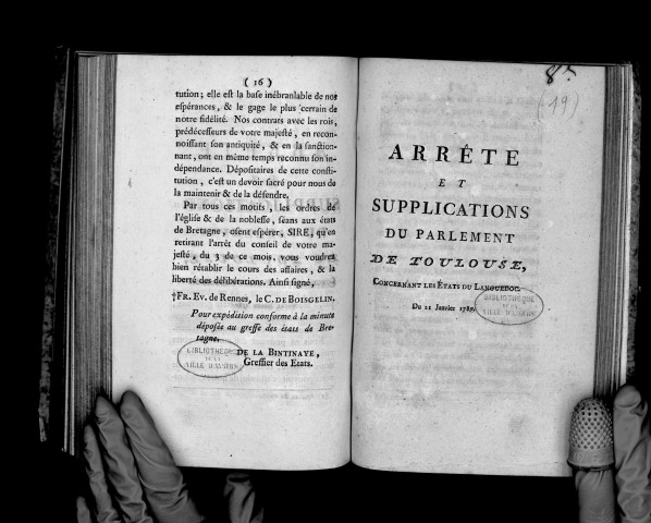 Arrêté et supplications du Parlement de Toulouse concernant les Etats du Languedoc