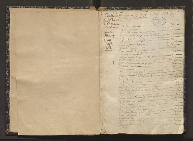 Livre de recettes de la confrérie de Saint-René, en l'église Saint-Maurice d'Angers