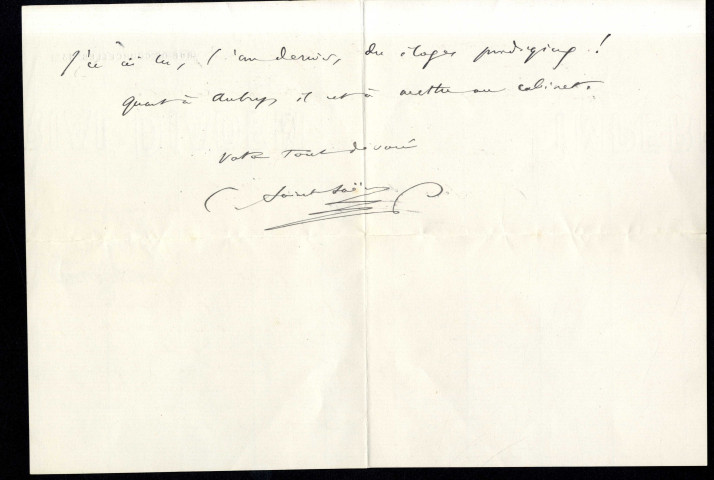 Lettre de Camille Saint-Saëns à Jean Huré