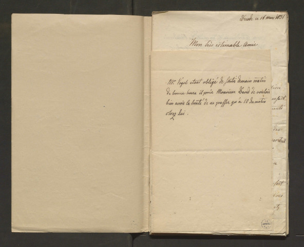 Correspondance passive de Pierre-Jean David d'Angers provenant de la collection d'André Bruel. Dossier 10, Lettres autographes de Carl Christian Vogel von Vogelstein à David d'Angers