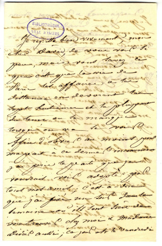 Correspondance de l'écrivain suisse Charles Didier avec Pierre-Jean David d'Angers