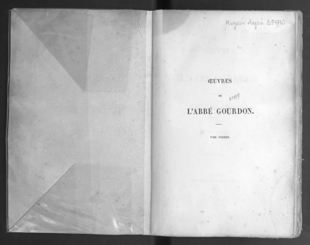 Œuvres de l'abbé Gourdon. Tome 1