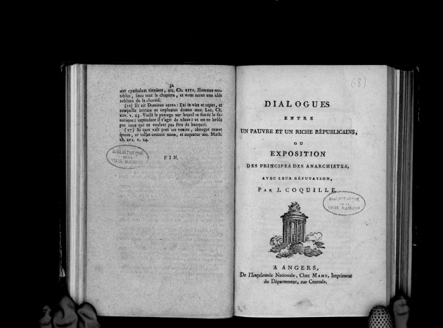 Dialogue entre un pauvre et un riche républicains, ou exposition des principes des anarchistes, avec leur réfutation, par J. Coquille