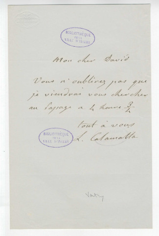 Correspondance de Luigi Calamatta [à Pierre-Jean David d'Angers]