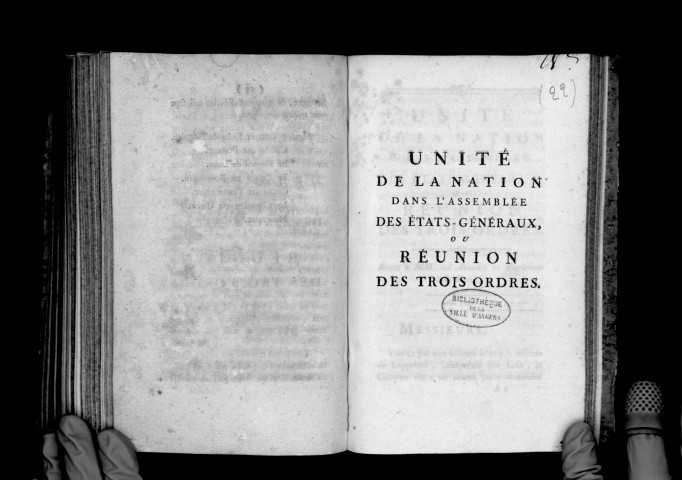 Unité de la nation dans l'assemblée des Etats-Généraux, ou réunion des trois ordres