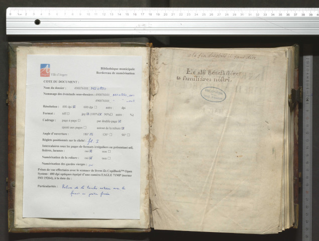 « Calendarium defunctorum quorum memoria fit quotannis anniversario die in ecclesia monasterii Beatae Mariae de Charitate Andegavensis, summa fide et diligentia expressum ex veteri, anno Domini 1614 »