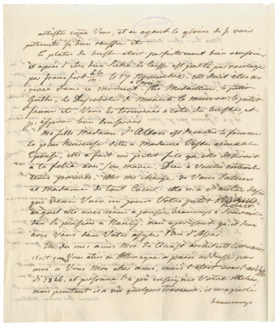 Correspondance de Christian Daniel Rauch adressée à Pierre-Jean David d'Angers