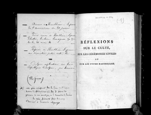 Réflexions sur le culte, sur les cérémonies civiles et sur les fêtes nationales, par Louis-Marie Réveillière-Lepeaux, membre de l'Institut