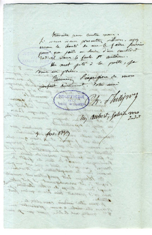 Correspondance du journaliste Charles Philipon avec Pierre-Jean David d'Angers