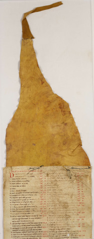 Cartulaire de l'abbaye de Notre-Dame du Ronceray, en six rouleaux opisthographes.« Sextus rotulus »: longueur 5,400 m. Soixante-seize chartes, table en tête. La première peau est en mauvais état.