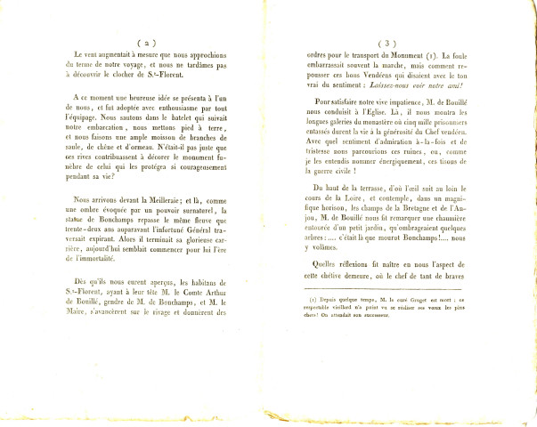 Voyage à Saint-Florent et La Chapelle le vingt-cinq juin 1825