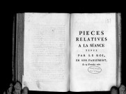 Pièces relatives à la séance tenue par le roi en son Parlement, le 19 novembre 1787