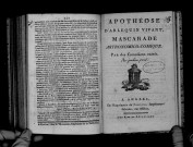 Apothéose d'Arlequin vivant. Mascarade astronomico-comique par des comédiens ruinés, (par Joachim Proust)