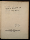 C. Plinii Secundi historiae naturalis liber secundus