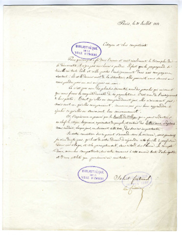 Correspondance de Ad. Crémieux avec Pierre-Jean David d'Angers